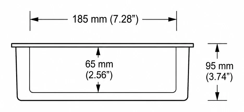 A310 cross-section — dimensions in mm and inches