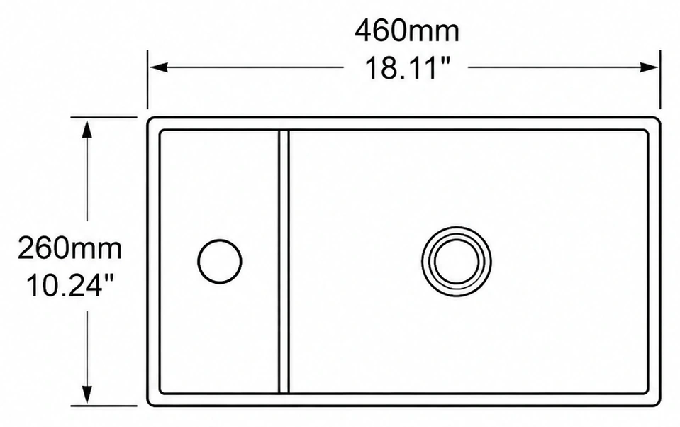 A312 plan view — dimensions in mm and inches