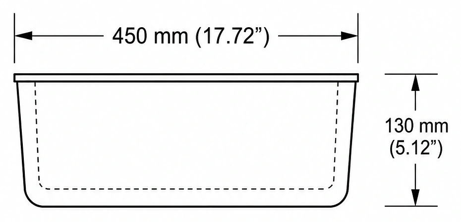 A313 cross-section — dimensions in mm and inches