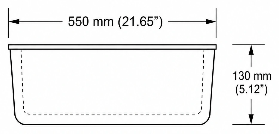 A314 cross-section — dimensions in mm and inches