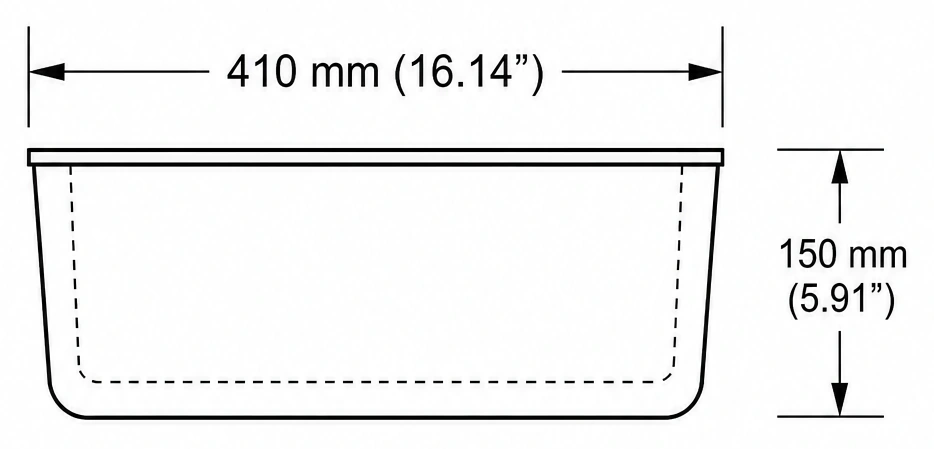 A316 cross-section — dimensions in mm and inches