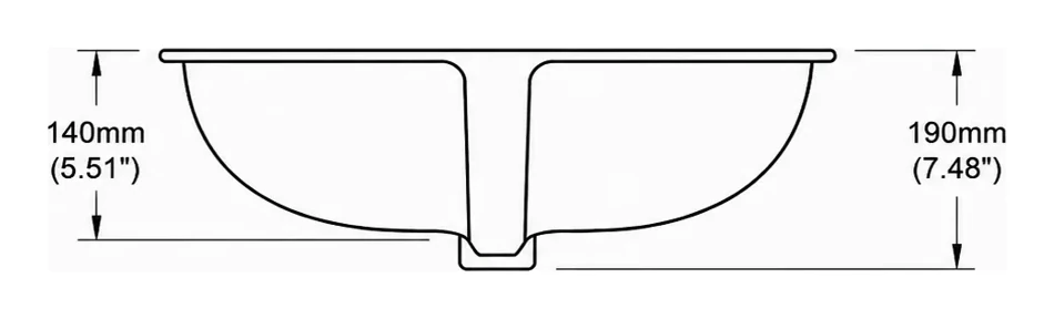 CB0118 cross-section — depth in mm and inches