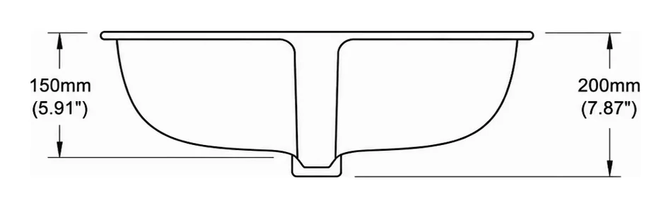 CB0120 cross-section — depth in mm and inches