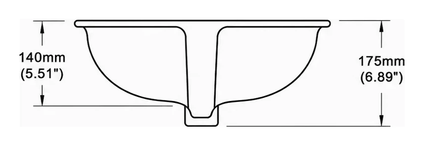 CB0218 cross-section — depth in mm and inches