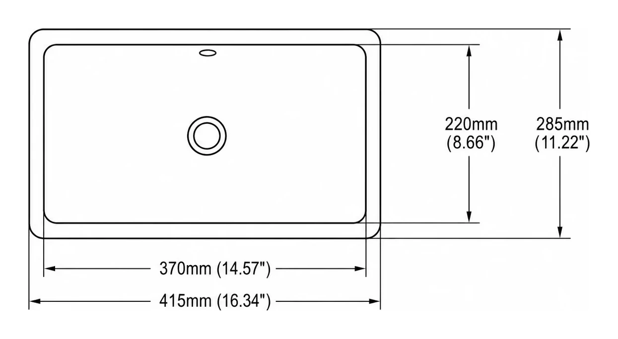 UB0116 plan view — dimensions in mm and inches
