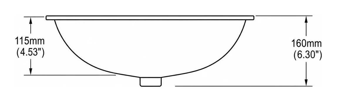 UB0116 cross-section — depth in mm and inches