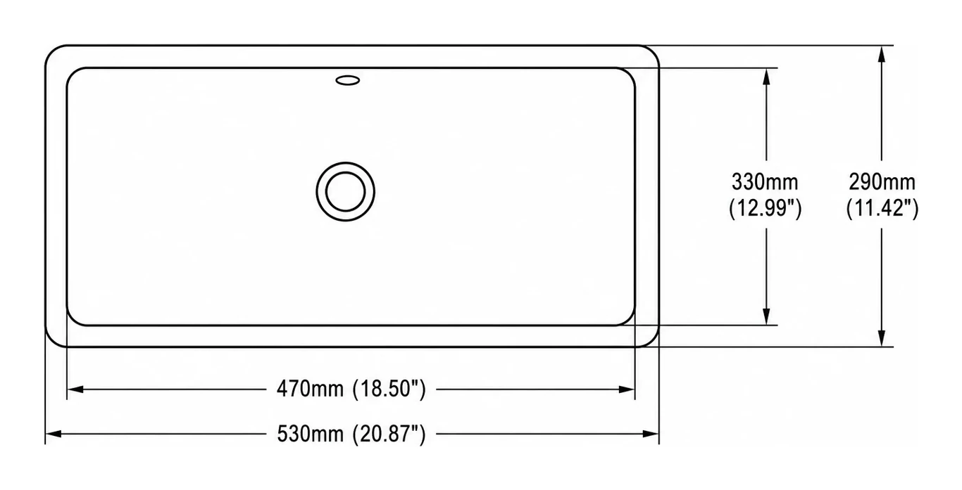 UB0120 plan view — dimensions in mm and inches