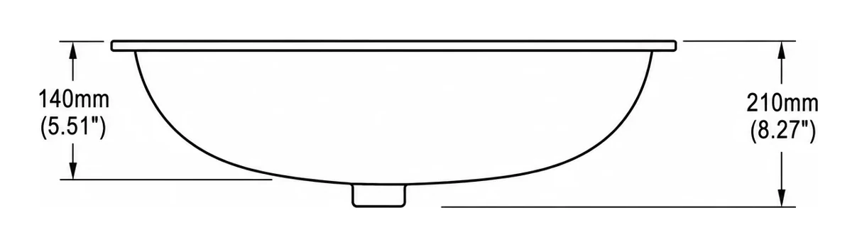 UB0121-D cross-section — depth in mm and inches