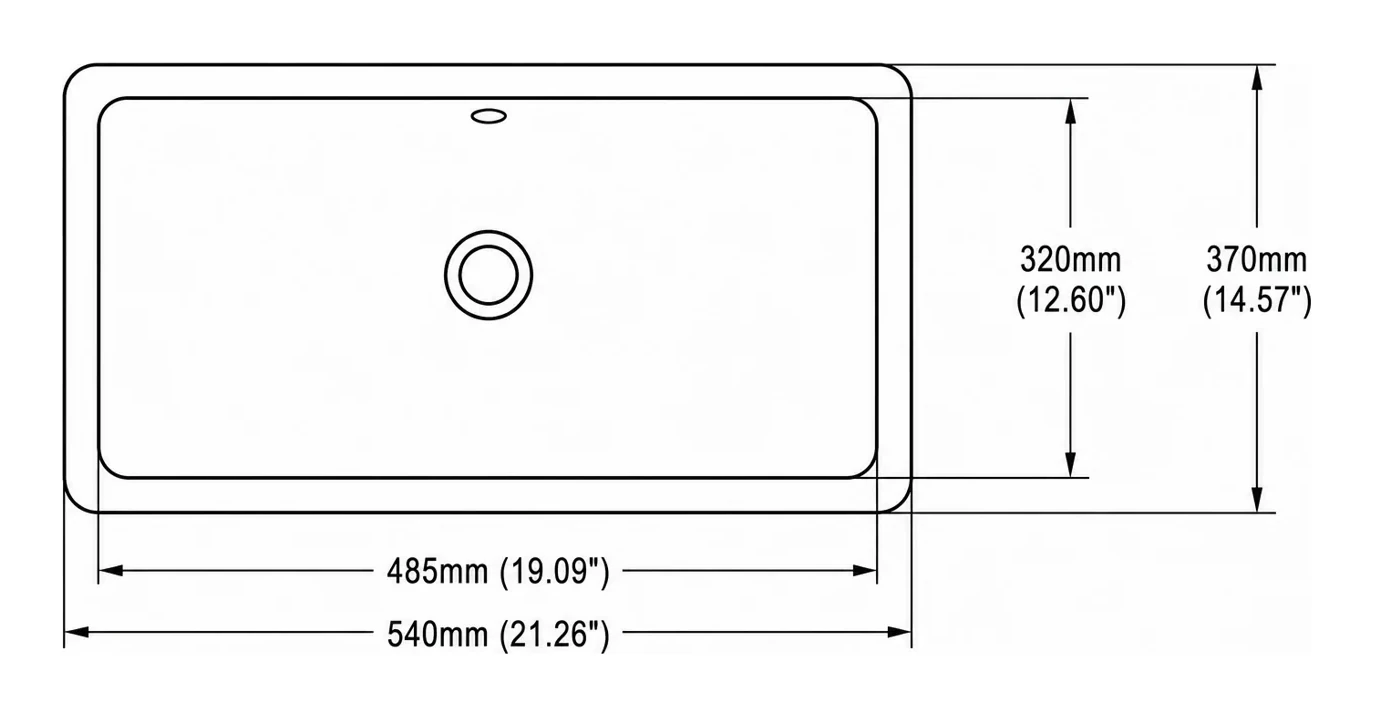 UB0121 plan view — dimensions in mm and inches