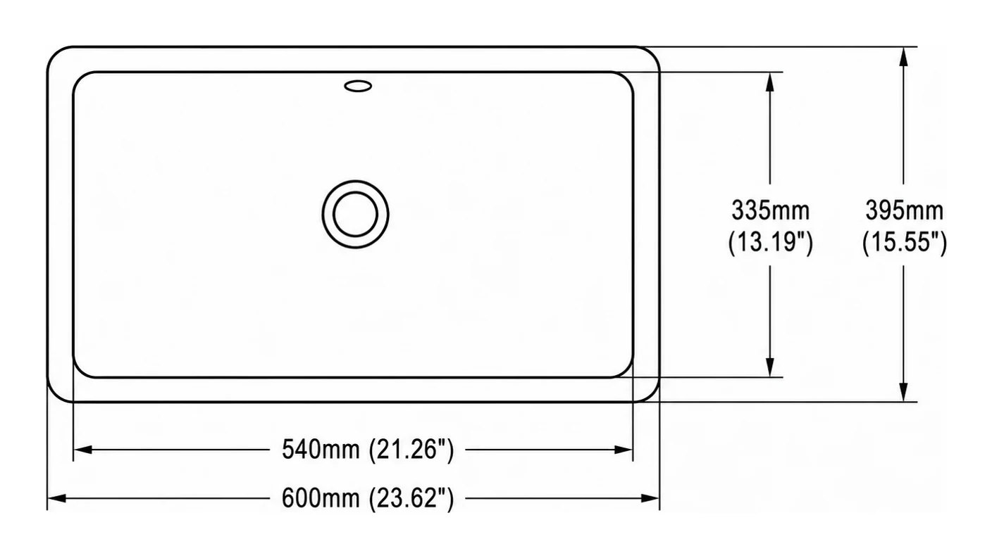 UB0124 plan view — dimensions in mm and inches