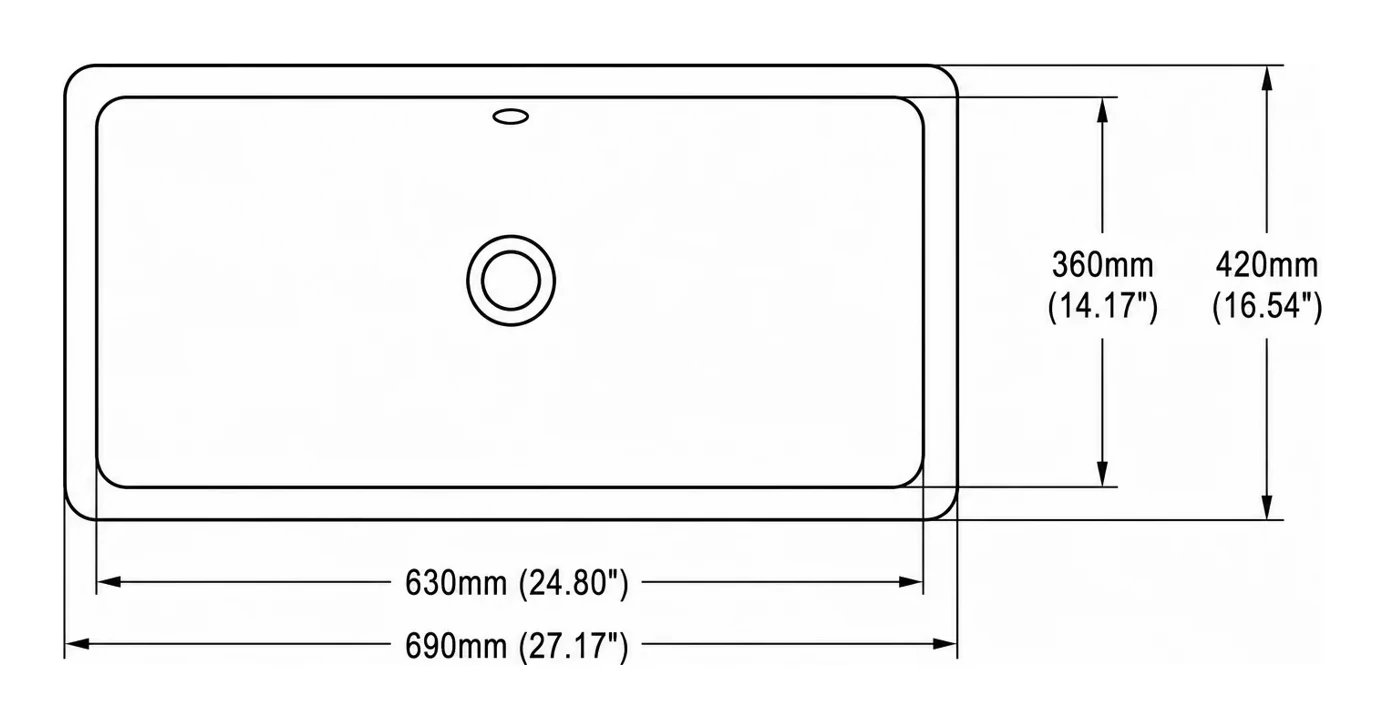 UB0126 plan view — dimensions in mm and inches
