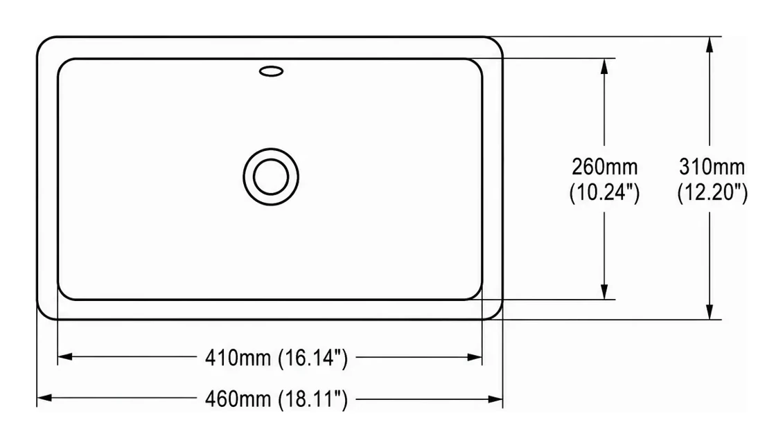 UB0218 plan view — dimensions in mm and inches