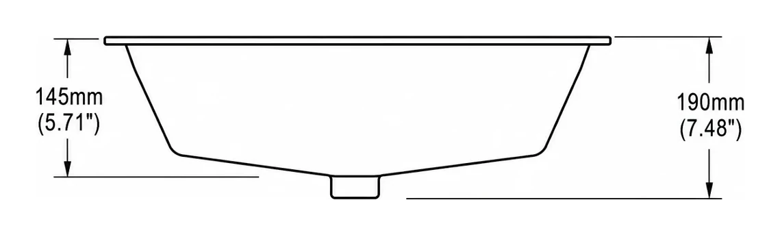 UB0219 cross-section — depth in mm and inches