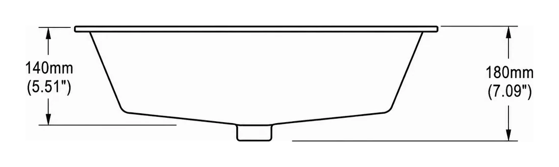 UB0221 cross-section — depth in mm and inches