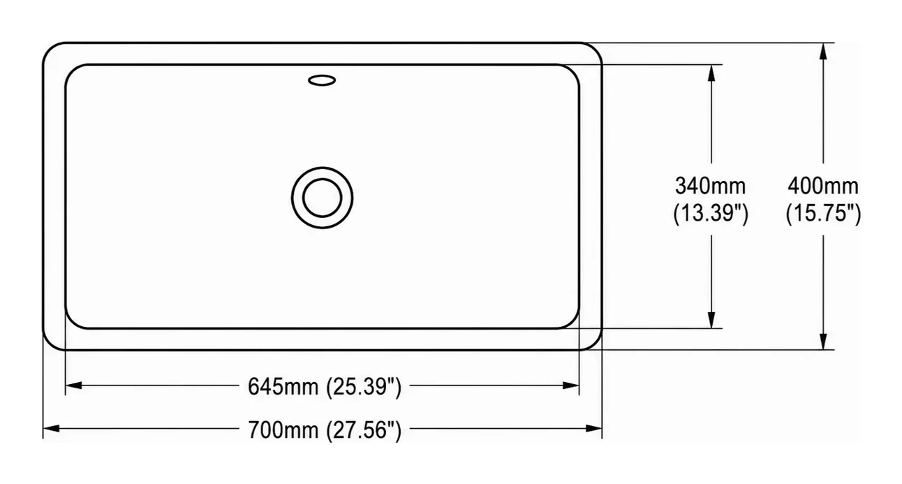 UB0228 plan view — dimensions in mm and inches