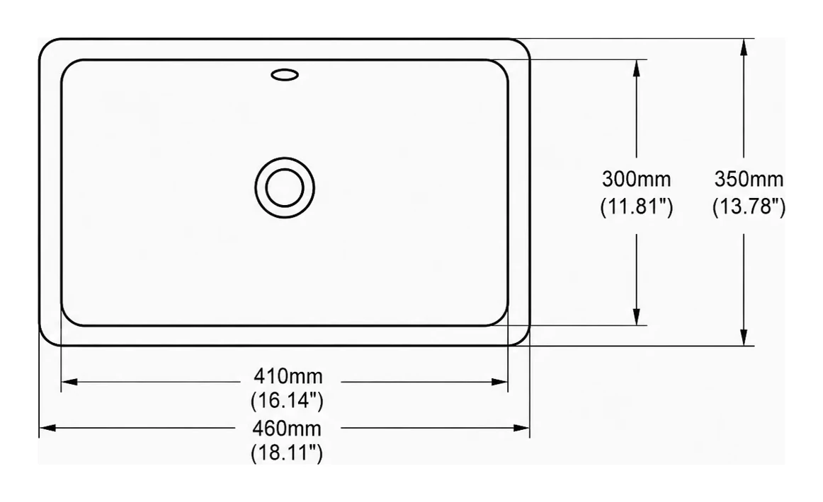 UB0318 plan view — dimensions in mm and inches