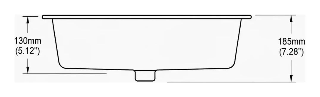 UB0320 cross-section — depth in mm and inches