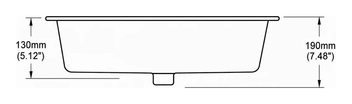 UB0322 cross-section — depth in mm and inches