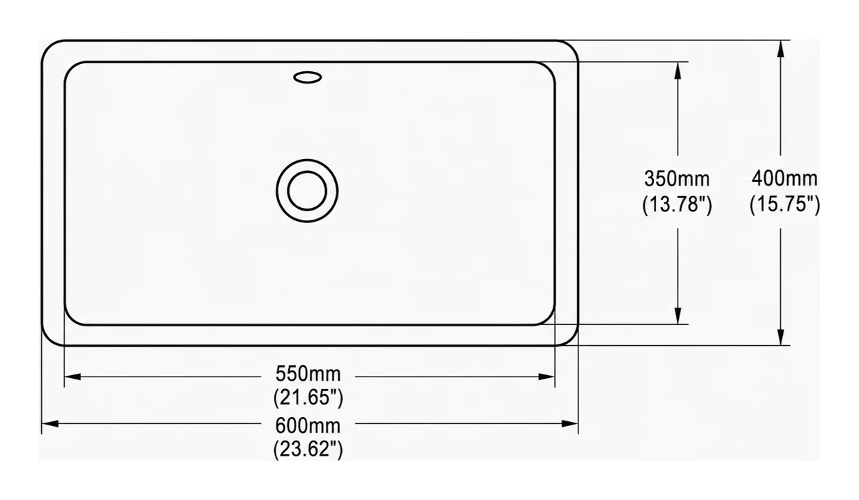 UB0324 plan view — dimensions in mm and inches