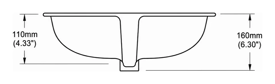 UB0413 cross-section — depth in mm and inches