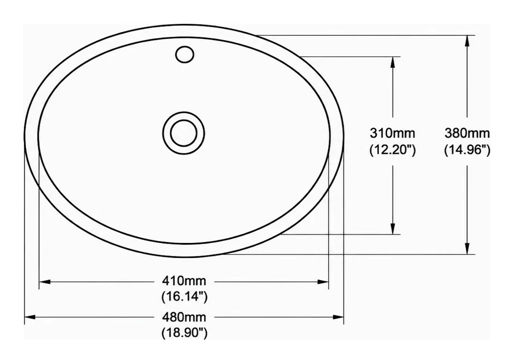 UB0418-1 plan view — dimensions in mm and inches