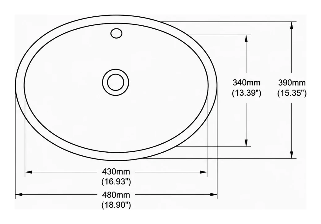 UB0418 plan view — dimensions in mm and inches