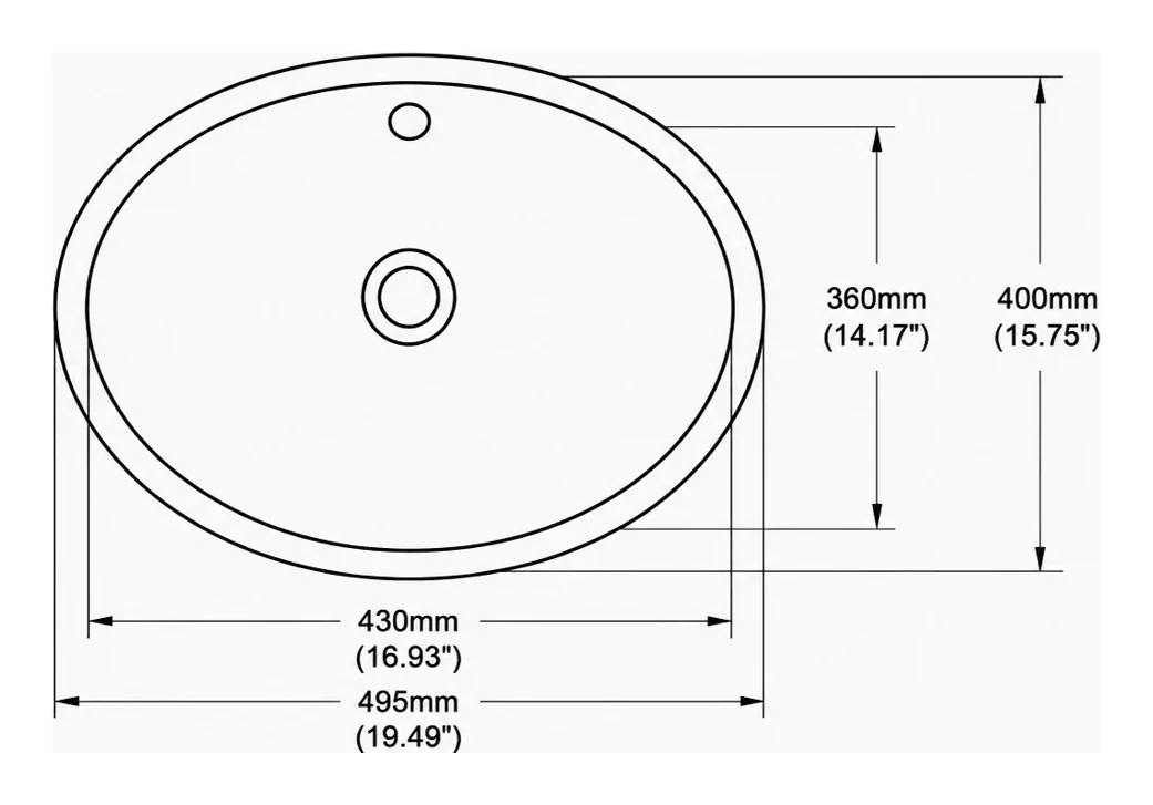 UB0420-1 plan view — dimensions in mm and inches