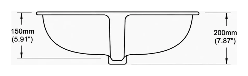 UB0422 cross-section — depth in mm and inches