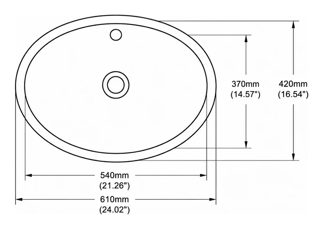 UB0424 plan view — dimensions in mm and inches