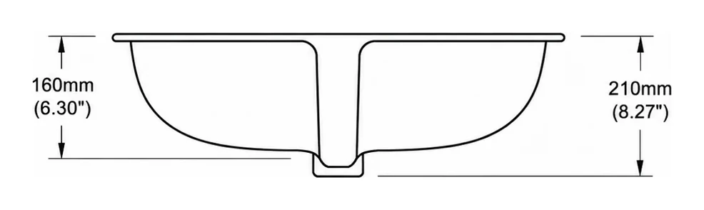 UB0424 cross-section — depth in mm and inches