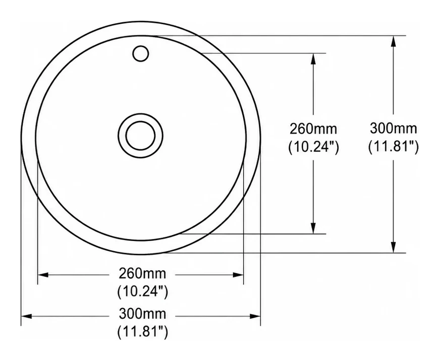 UB0512 plan view — dimensions in mm and inches