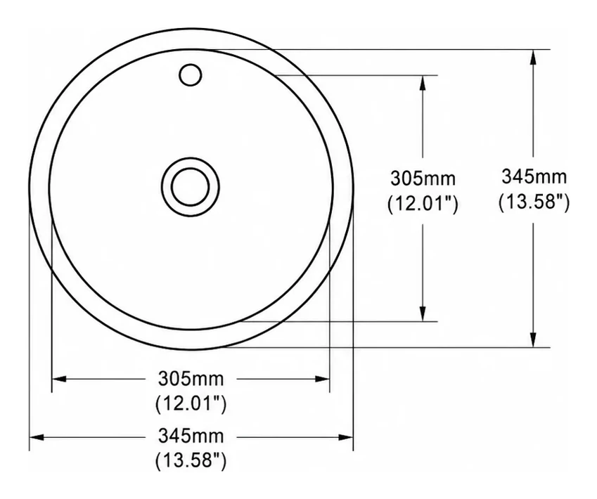 UB0514 plan view — dimensions in mm and inches
