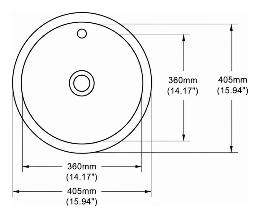 UB0516 plan view — dimensions in mm and inches
