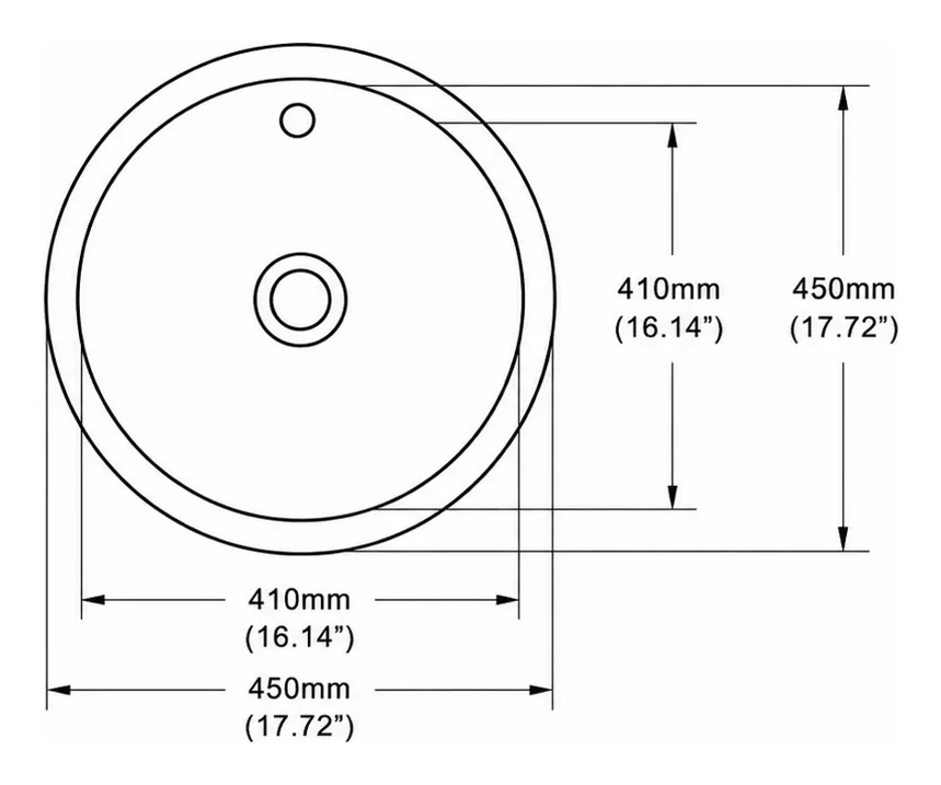 UB0518 plan view — dimensions in mm and inches