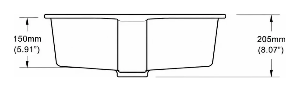 UB0518 cross-section — depth in mm and inches