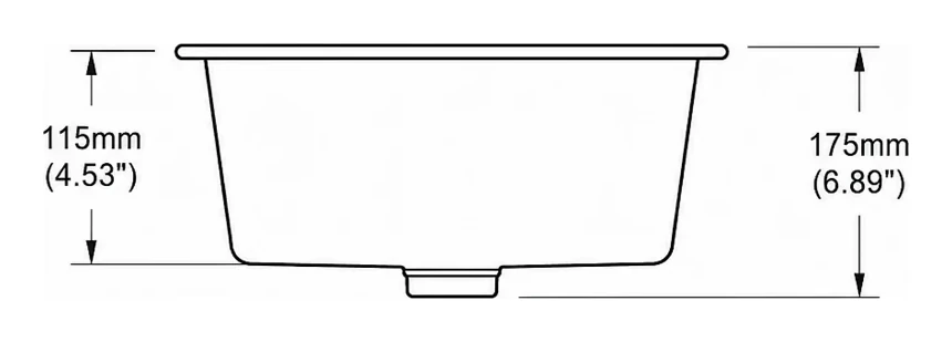 UB0610-1 cross-section — depth in mm and inches