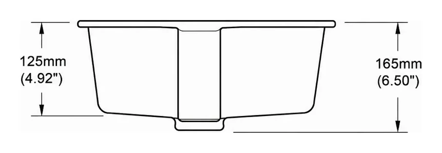 UB0612 cross-section — depth in mm and inches