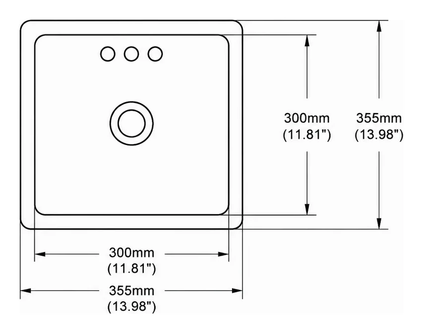 UB0614 plan view — dimensions in mm and inches