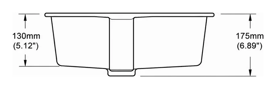 UB0614 cross-section — depth in mm and inches