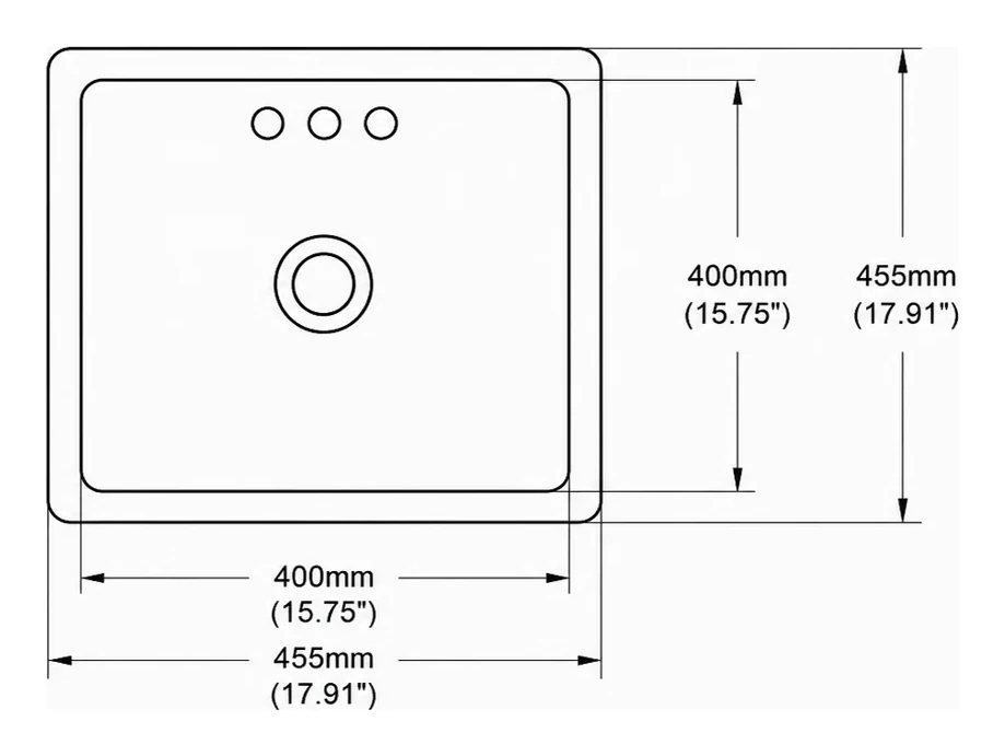UB0618 plan view — dimensions in mm and inches