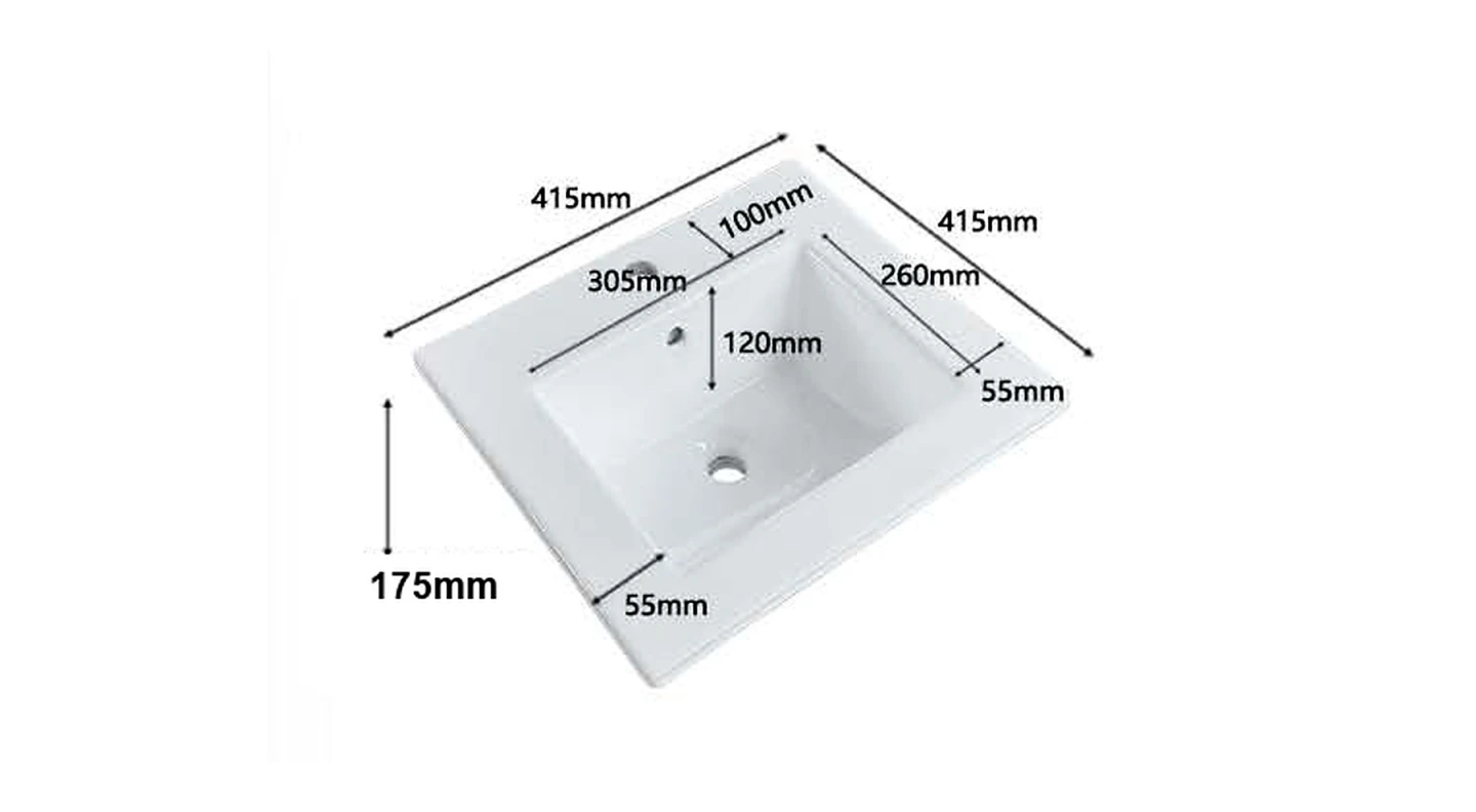 VB101 plan view — dimensions in mm and inches