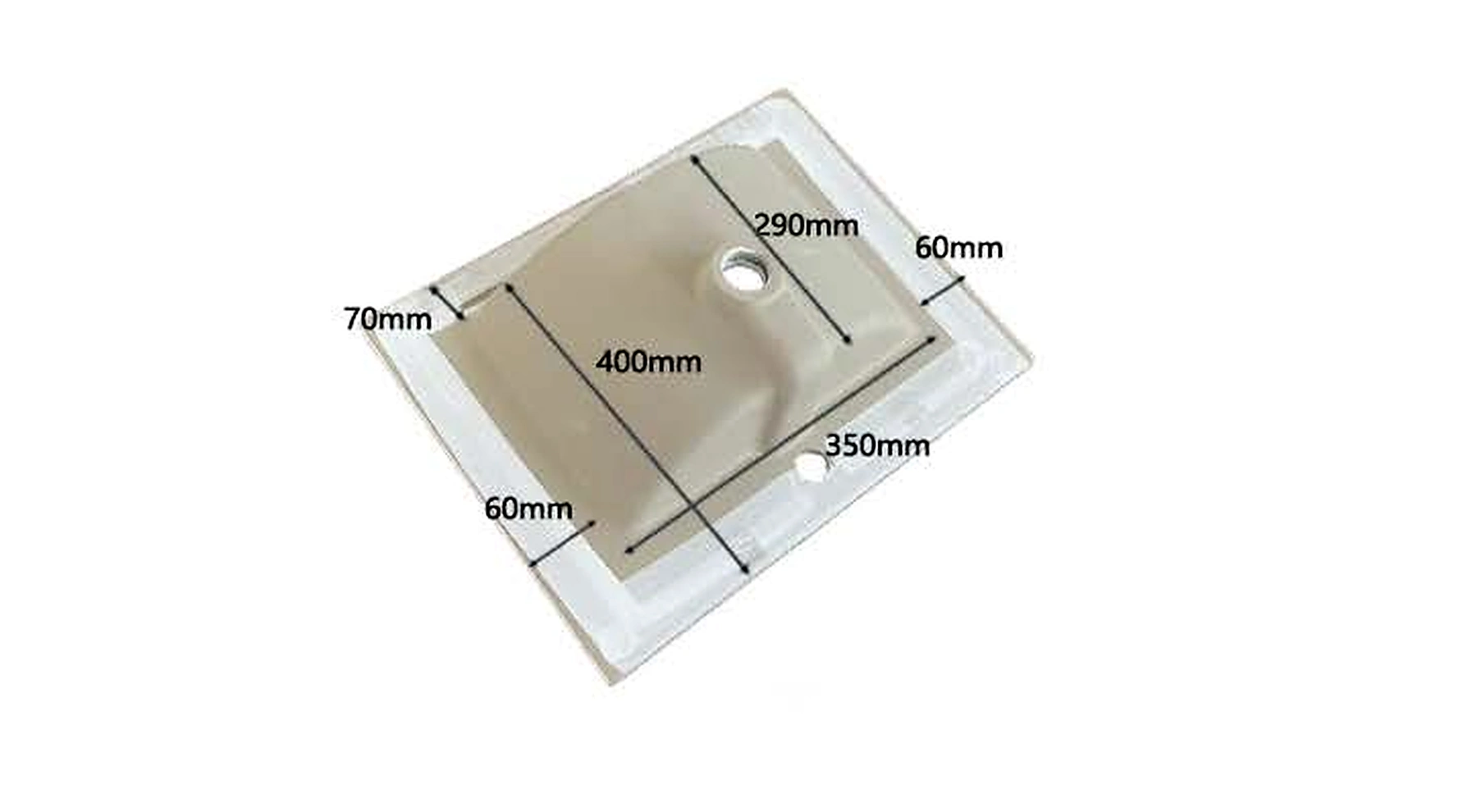 VB102 back view — dimensions in mm and inches