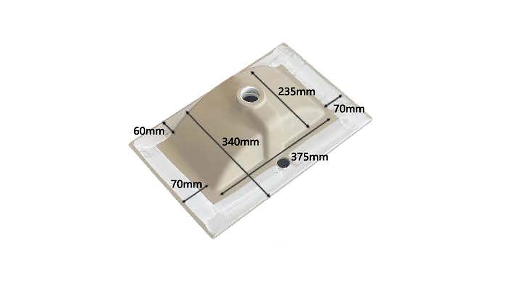 VB103 back view — dimensions in mm and inches