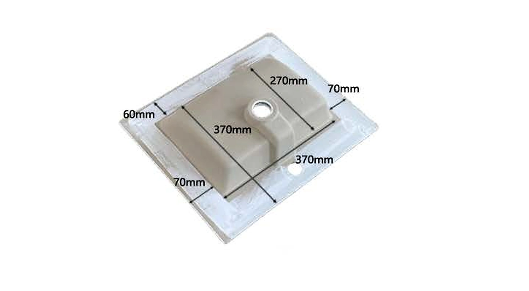 VB104 back view — dimensions in mm and inches