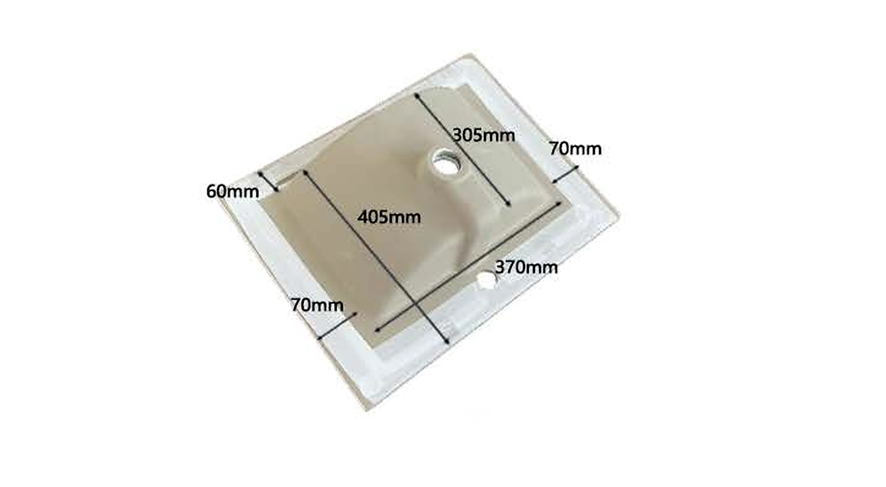 VB105 back view — dimensions in mm and inches