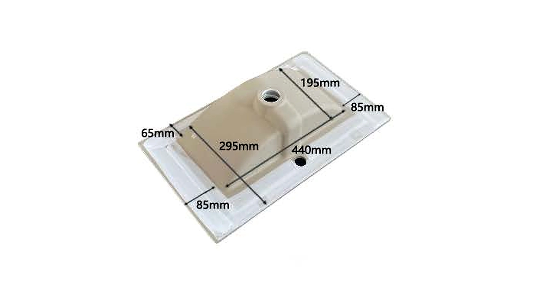 VB107 back view — dimensions in mm and inches