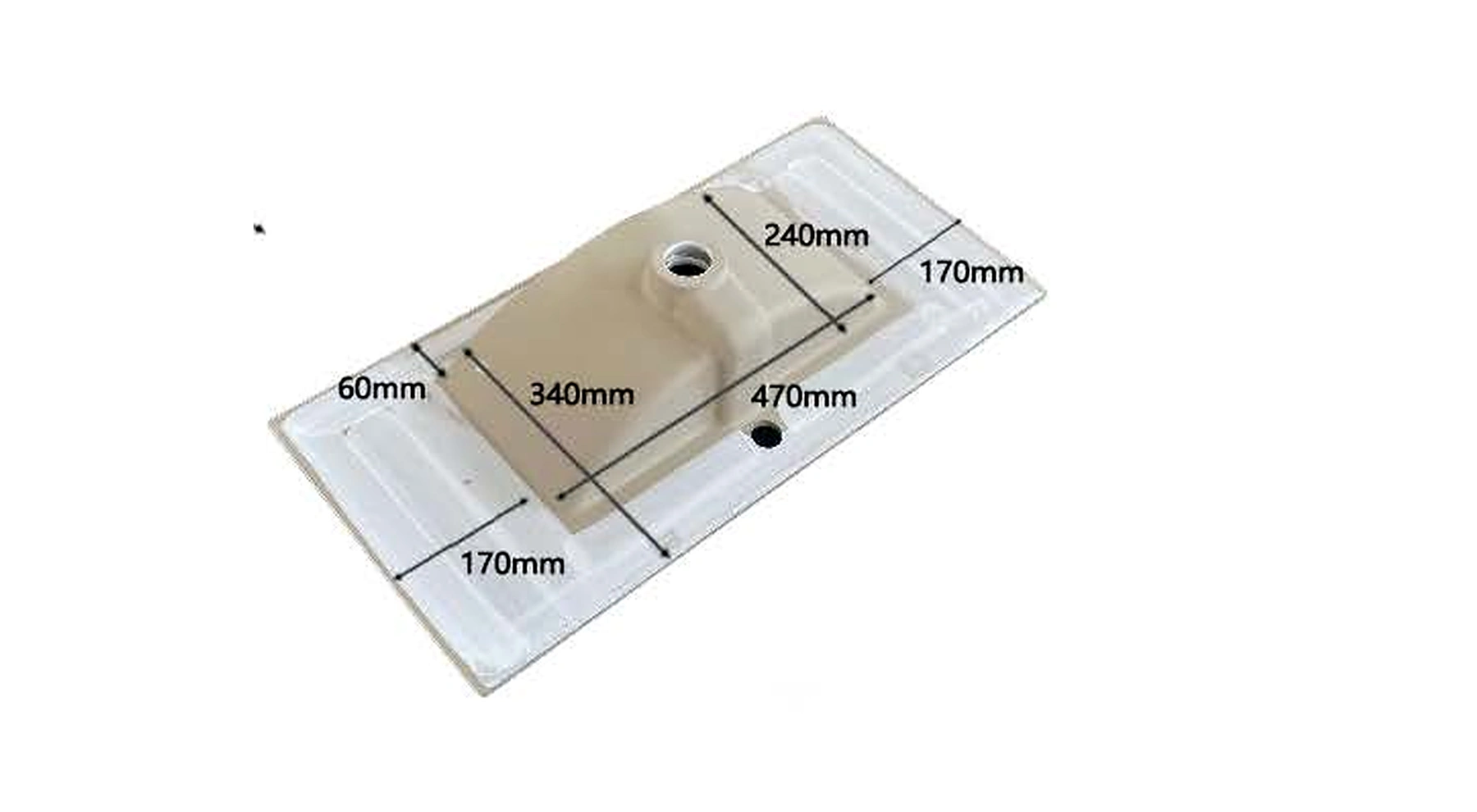 VB113 back view — dimensions in mm and inches