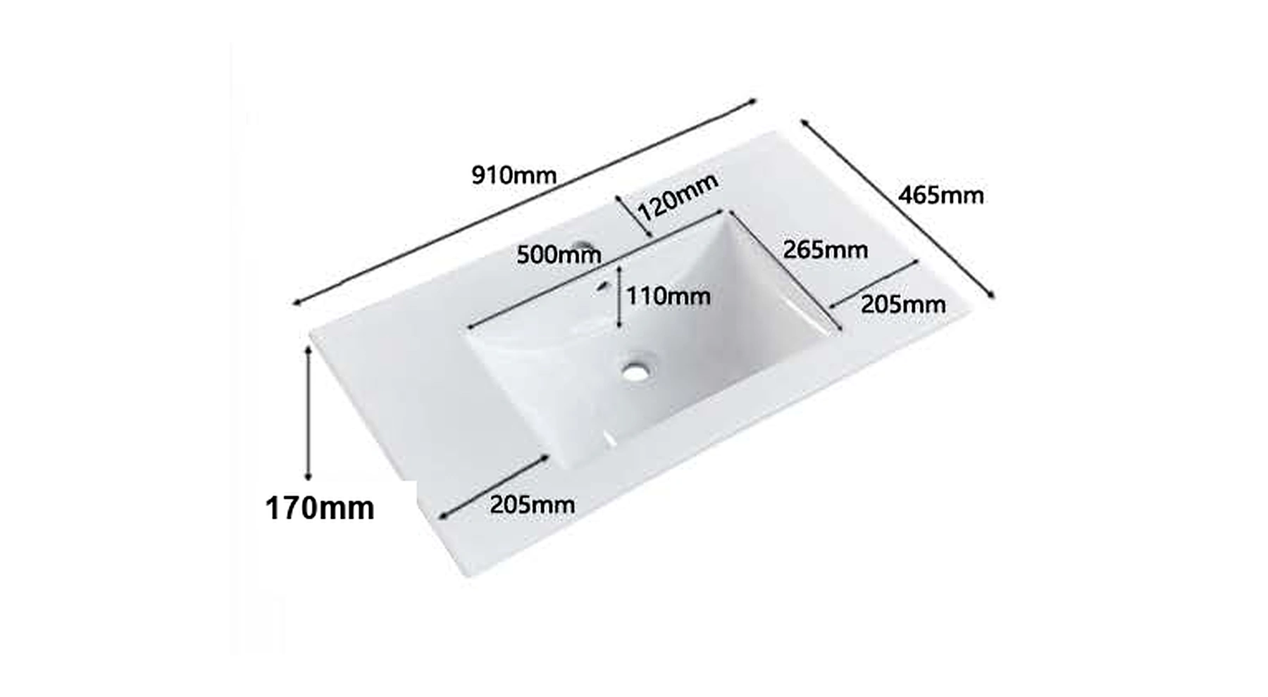 VB116 plan view — dimensions in mm and inches
