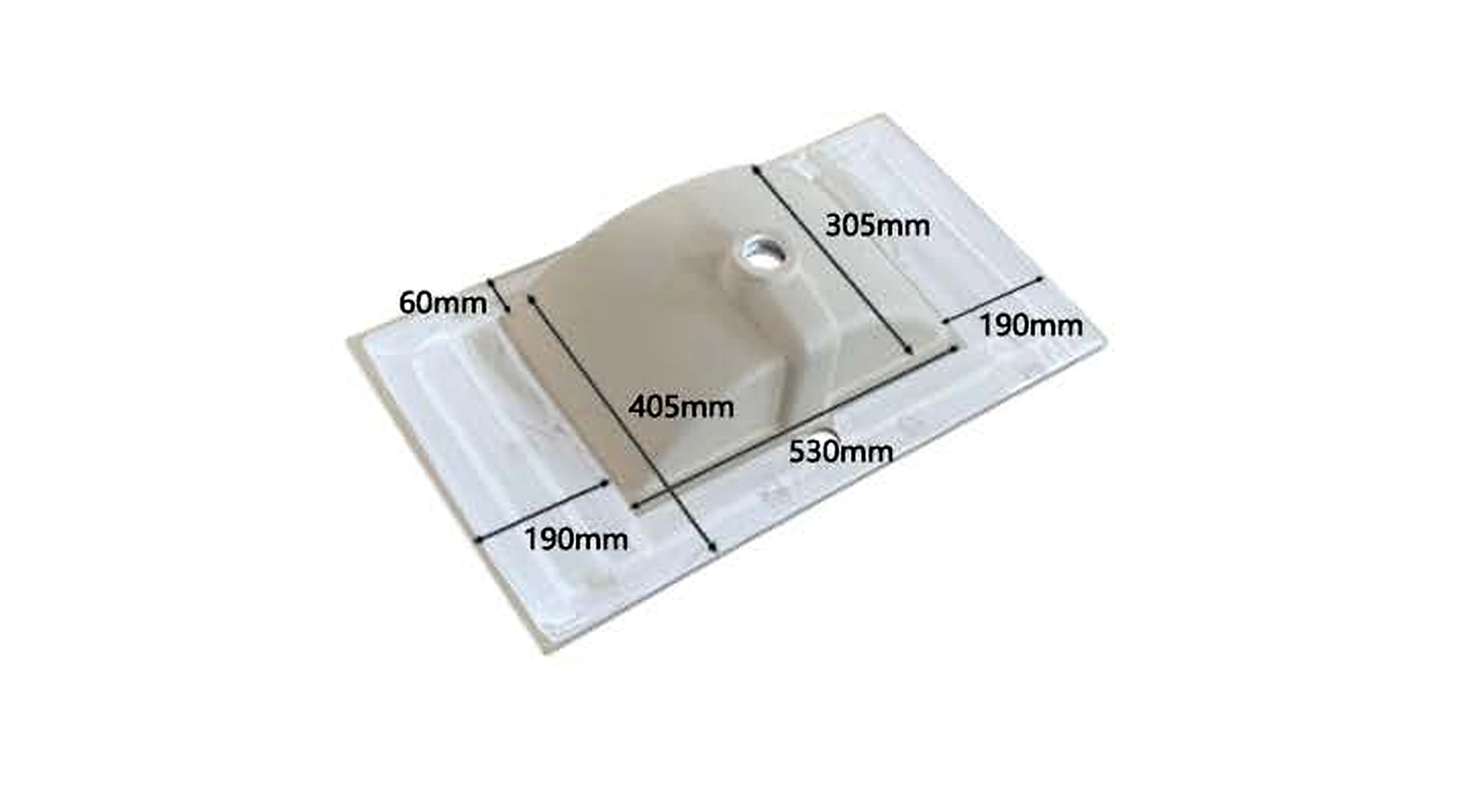VB116 back view — dimensions in mm and inches