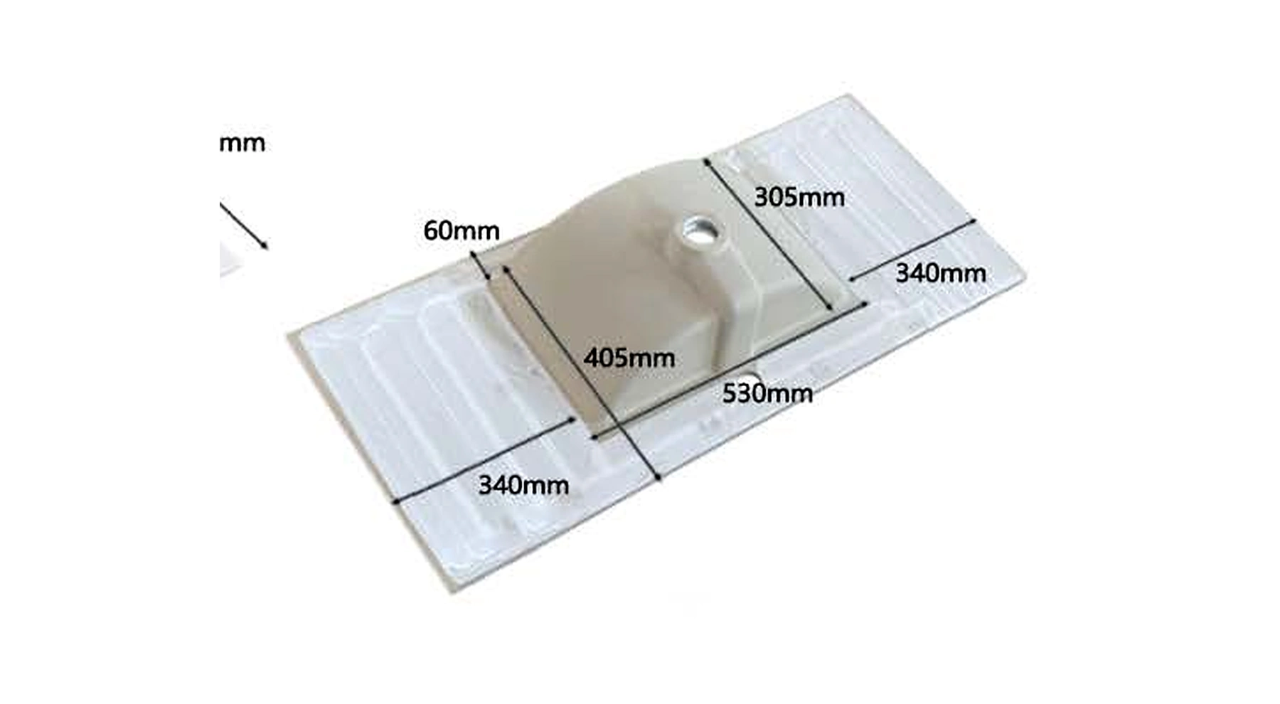 VB118 back view — dimensions in mm and inches